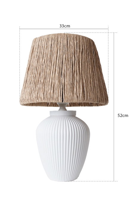 Opviq Lámpara de Mesa de Cerámica YL602 Blanco y Roble